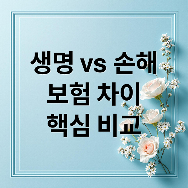 생명 vs 손해
보험 차이
핵심 비교 (생명보험 손해보험 차이)