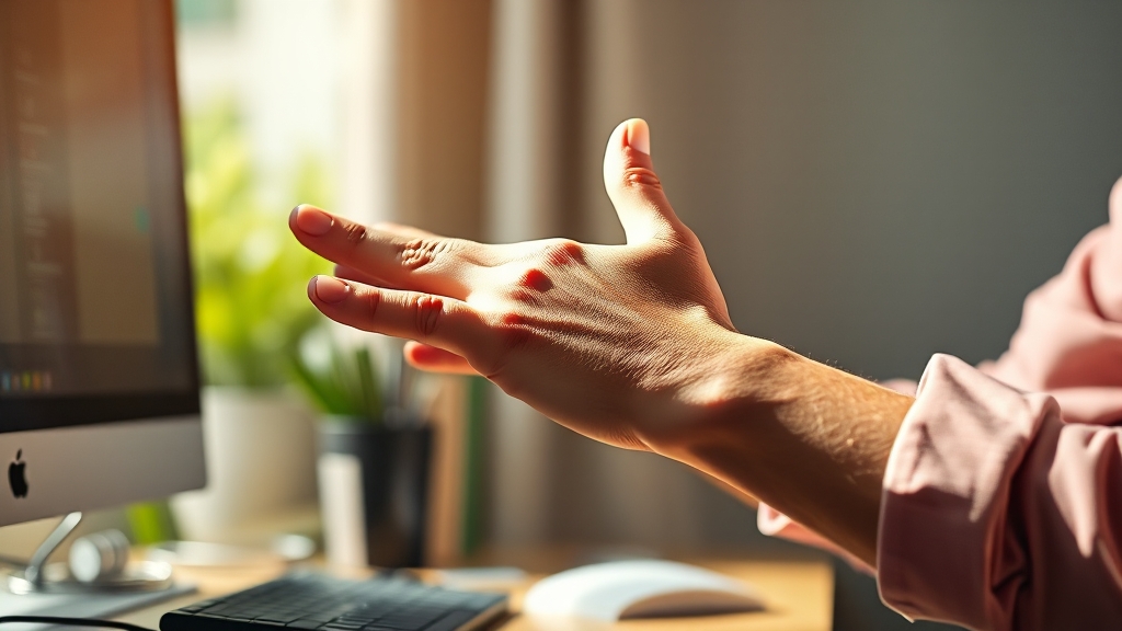 손 저림 예방을 위한 생활 습관 (realistic 스타일)