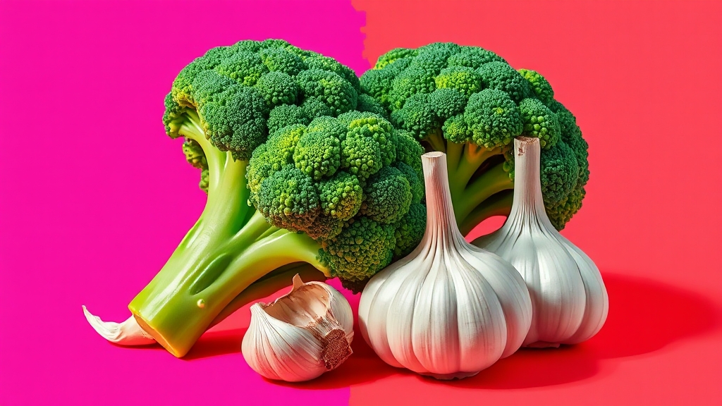 브로콜리와 마늘의 항암 효과 (popart 스타일)