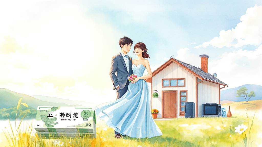 결혼지원금 사업 개요 (watercolor 스타일)