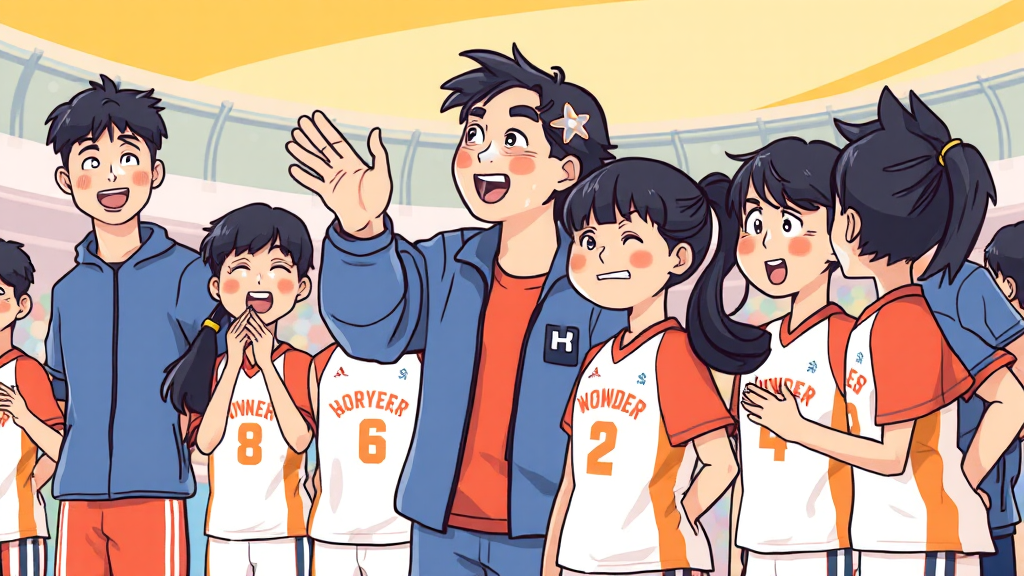 원더독스 팀의 성장과 팀워크 (cartoon 스타일)