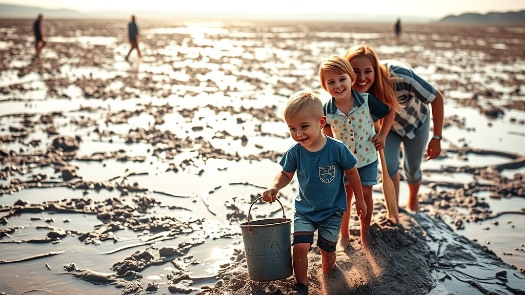 물때별 바다 활동 추천 (realistic 스타일)