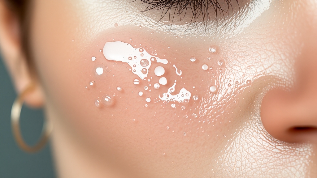 좁쌀 여드름 화장품 선택 시 고려사항 (realistic 스타일)