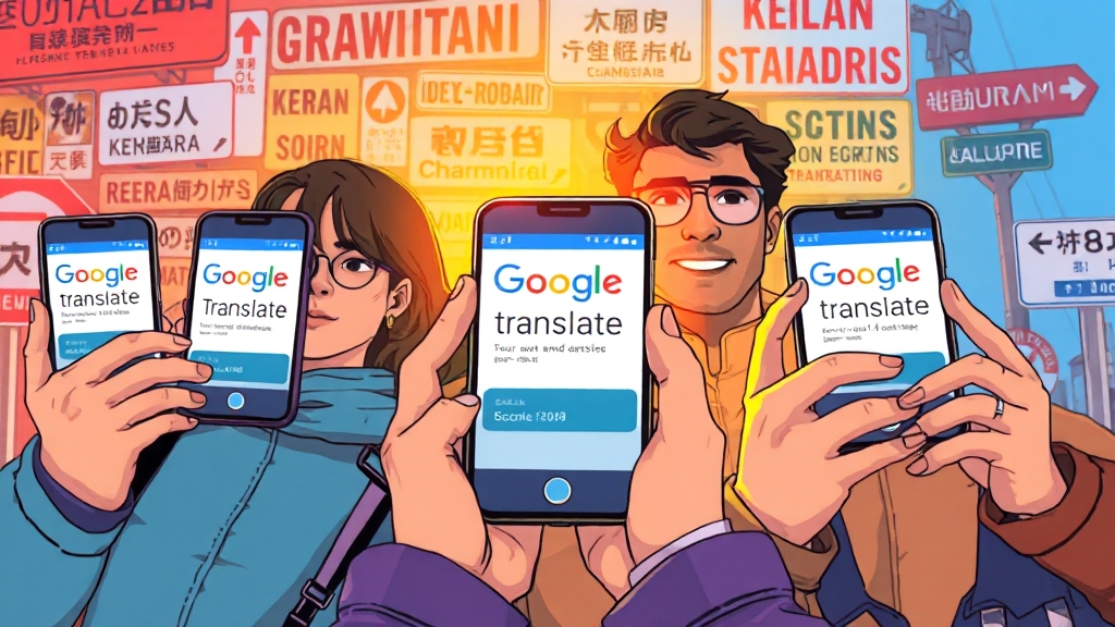 구글 번역기 지도 맵 총정리 2025 5 외국어 표지판 해독: 카메라 번역 활용 (illustration 스타일)
