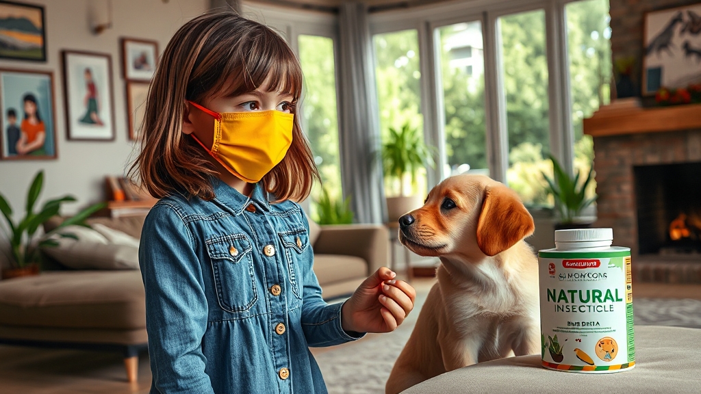 살충제 사용 시 주의사항 (realistic 스타일)