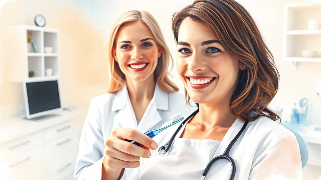 정기적인 치과 검진 중요성 (watercolor 스타일)