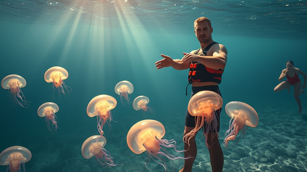 해파리 쏘였을 때 금지 행동 (realistic 스타일)