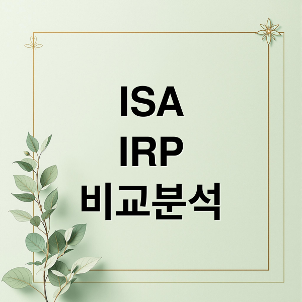 ISA
IRP
비교분석 (ISA IRP 비과세 확대 주니어 ISA)