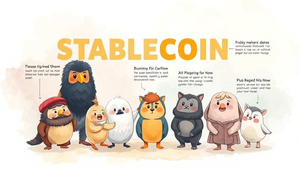 스테이블코인 종류별 특징 비교 (watercolor 스타일)