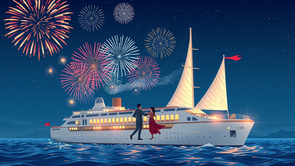 여수 밤바다 & 불꽃쇼 하이라이트 (cartoon 스타일)