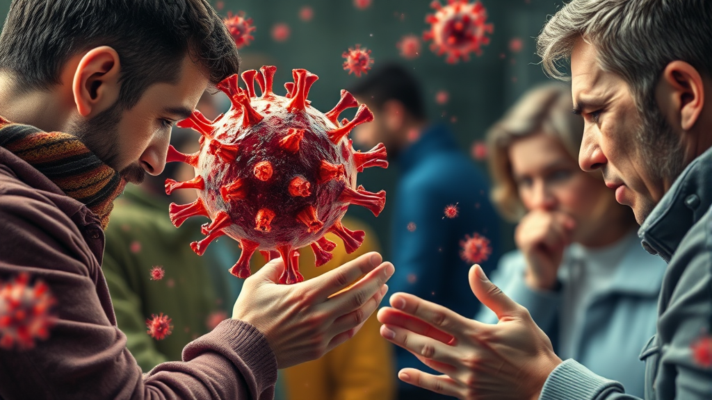 B형 독감, 얼마나 전염성이 강할까? (realistic 스타일)