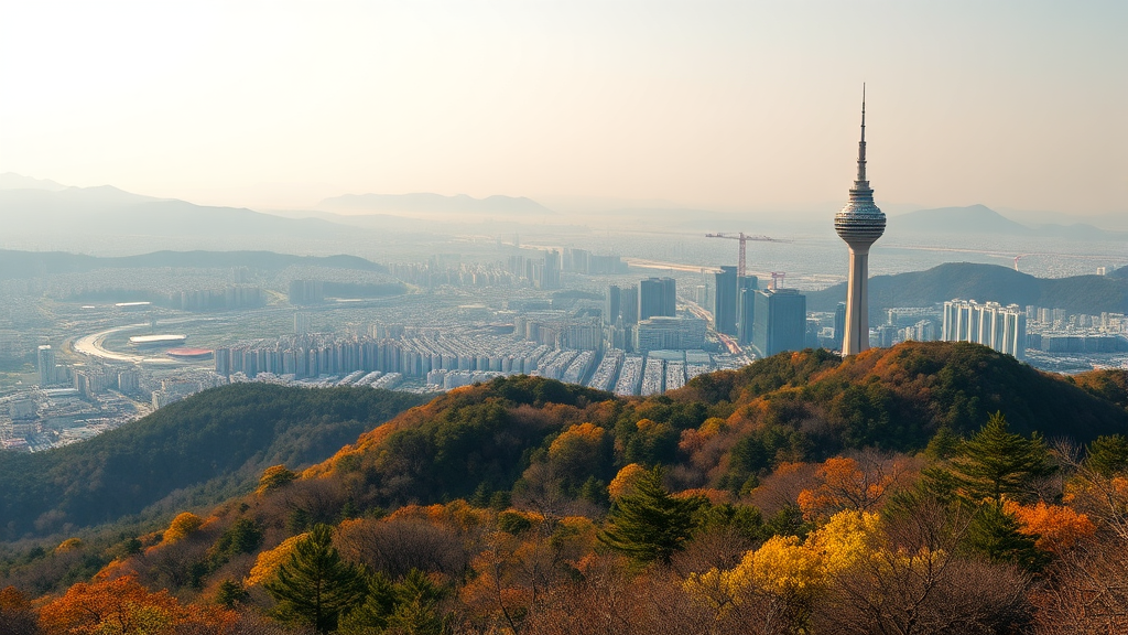 대모산 정상에서 만나는 탁 트인 서울 전경 (realistic 스타일)
