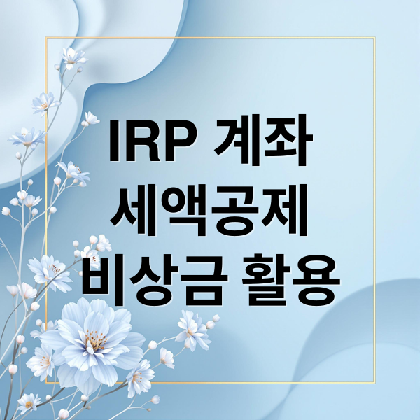IRP 계좌
세액공제
비상금 활용 (퇴직연금 IRP 세액공제 연말정산)