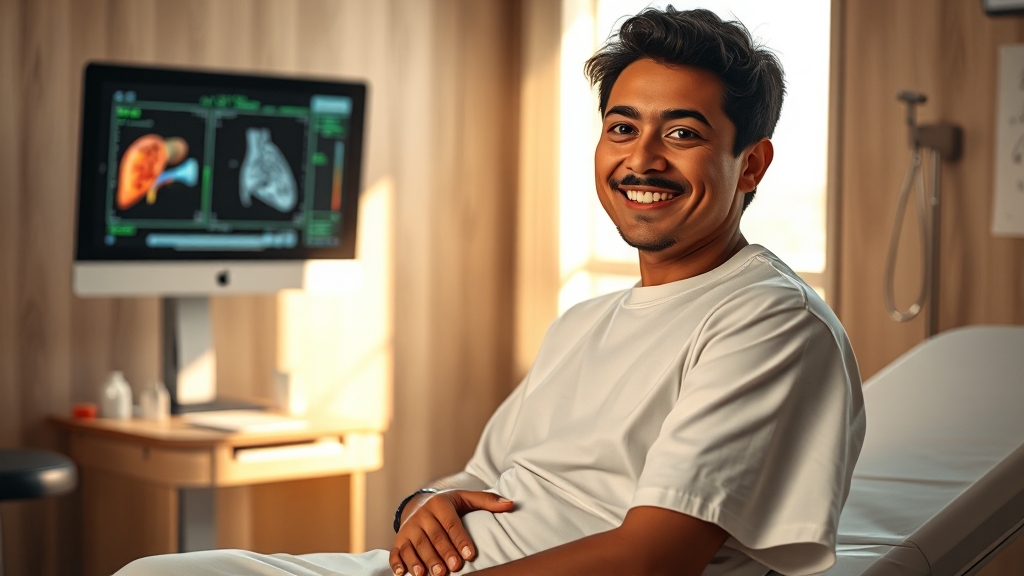 간암, 꾸준한 관리로 건강한 삶을! (realistic 스타일)