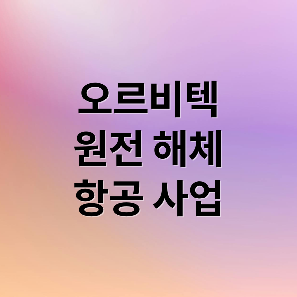 오르비텍
원전 해체
항공 사업 (오르비텍 주가 전망)