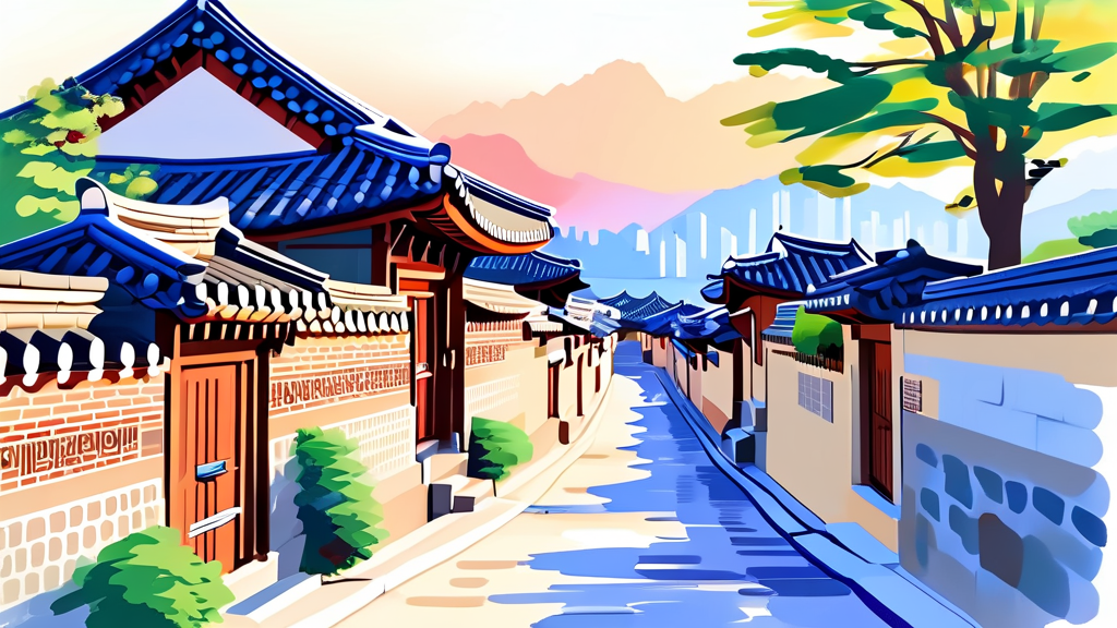 북촌 8경 방문 시 알아야 할 정보와 에티켓 (watercolor 스타일)