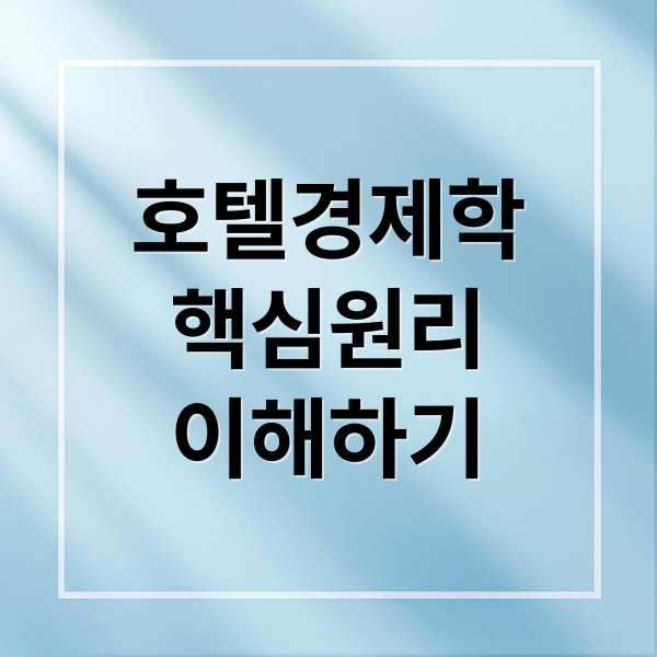 호텔경제학
핵심원리
이해하기 (호텔경제학)