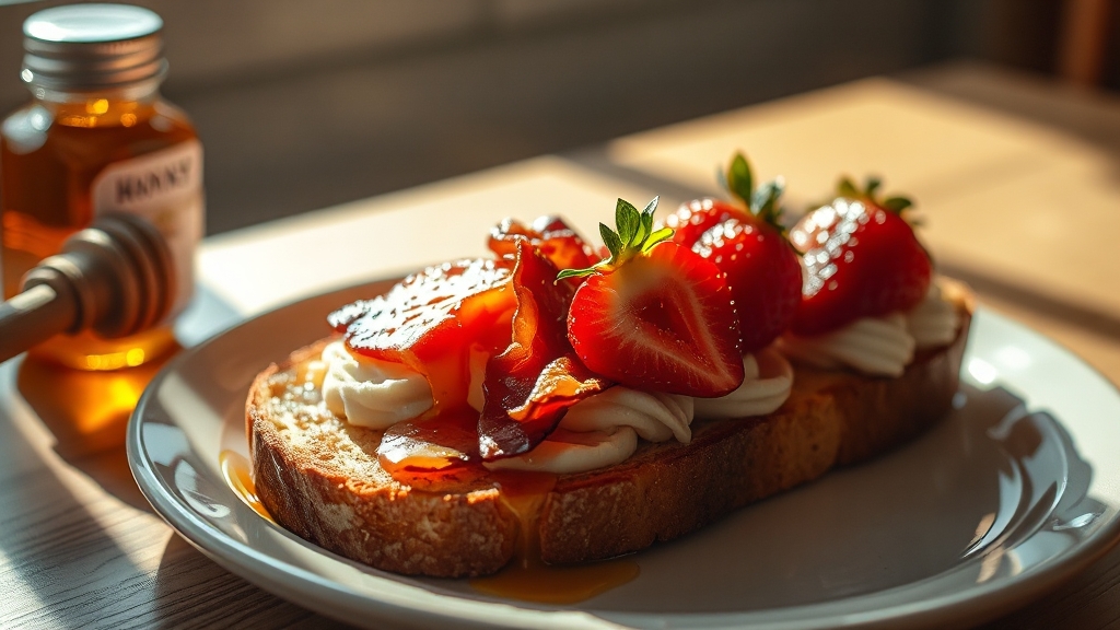 치즈 토스트 꿀조합 (realistic 스타일)