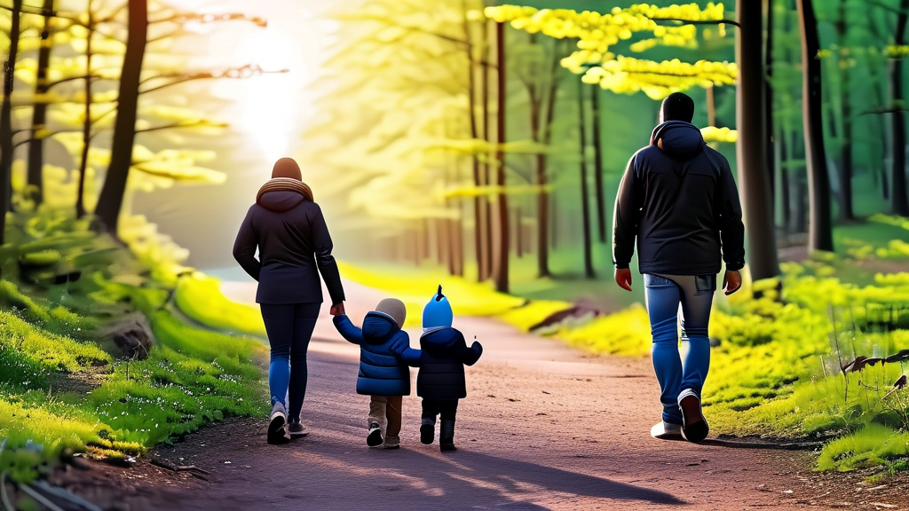 가족과 함께하는 봄 산책 코스 (realistic 스타일)