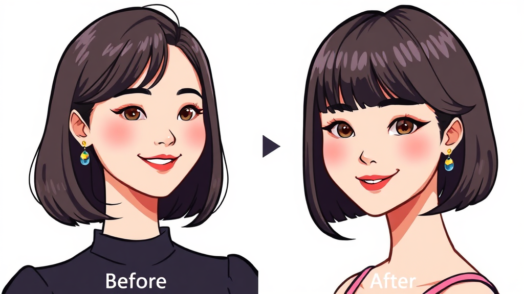 방송 전후 외모 변화 비교 (cartoon 스타일)