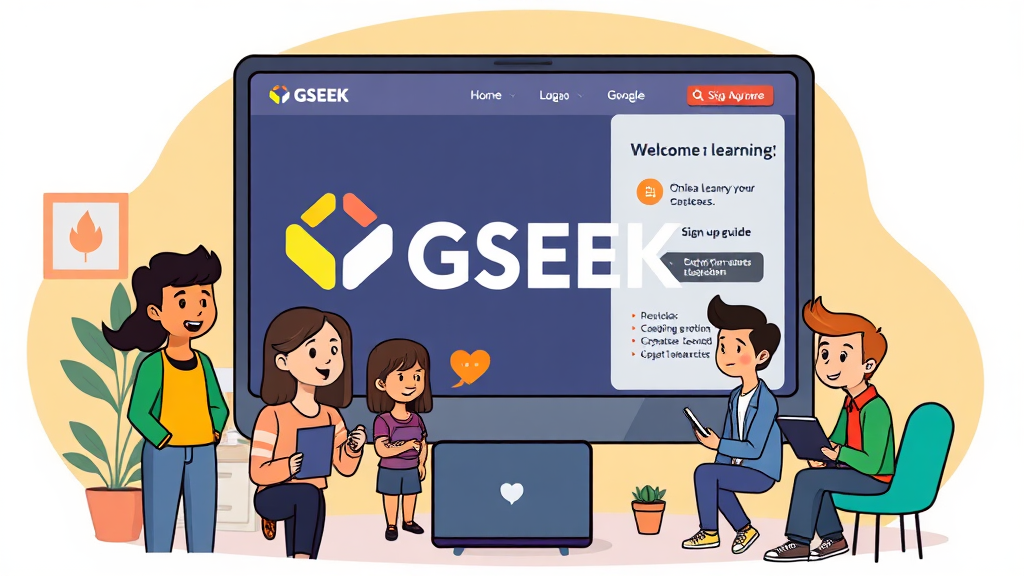 GSEEK 회원 가입 방법 (cartoon 스타일)