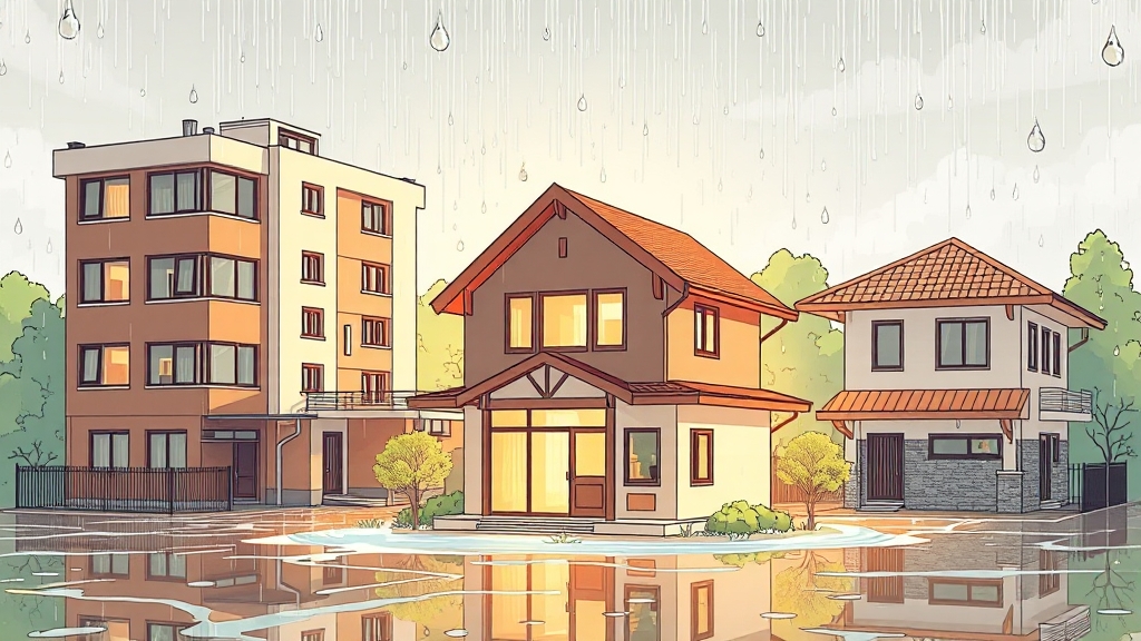 주택 유형별 장마 대비법 (illustration 스타일)