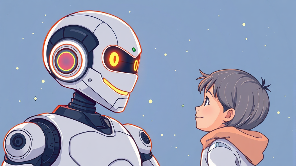 미래 AI 로봇 전망 (illustration 스타일)
