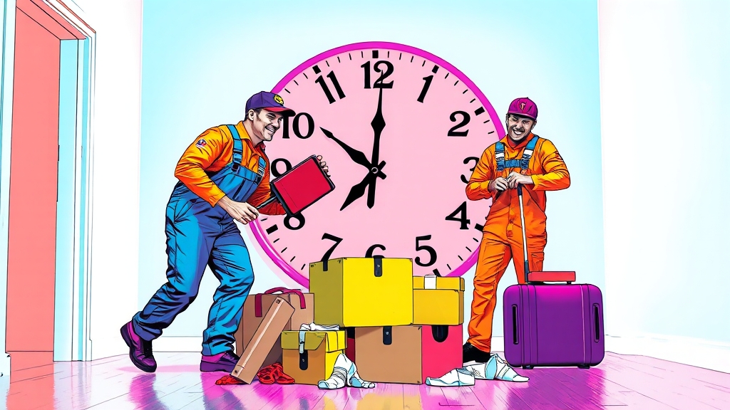 포장이사, 시간 관리가 중요해요! (popart 스타일)