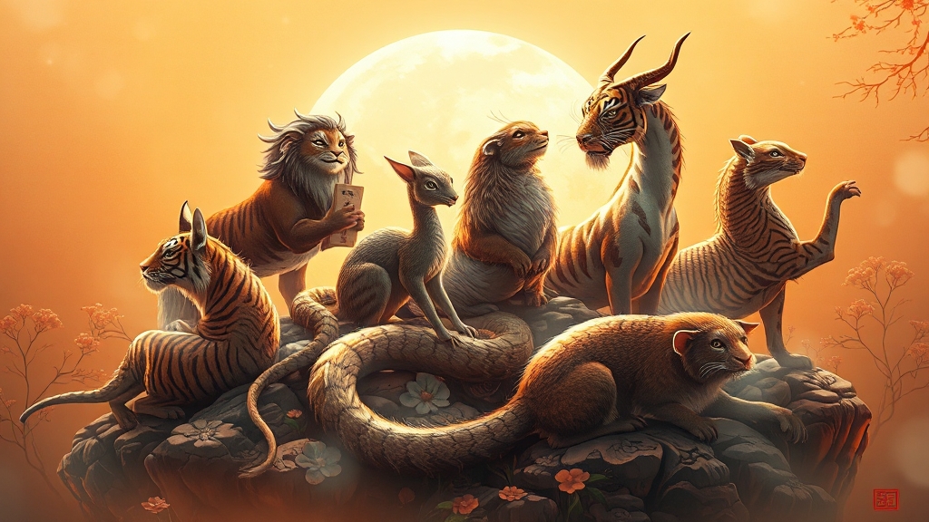 12간지: 각 동물의 의미 (realistic 스타일)