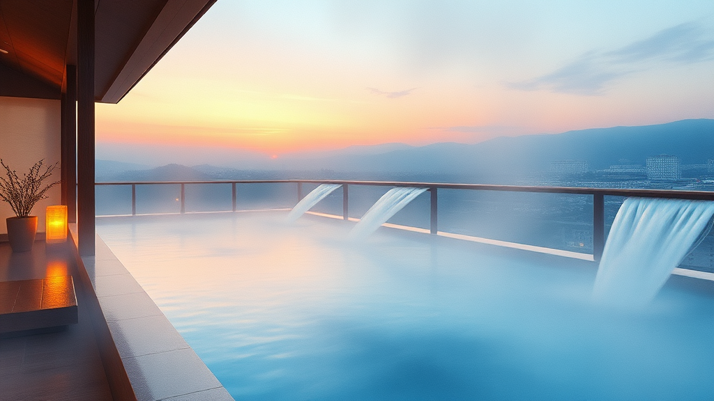 조식 뷔페 & 대욕장 이용 후기 (watercolor 스타일)