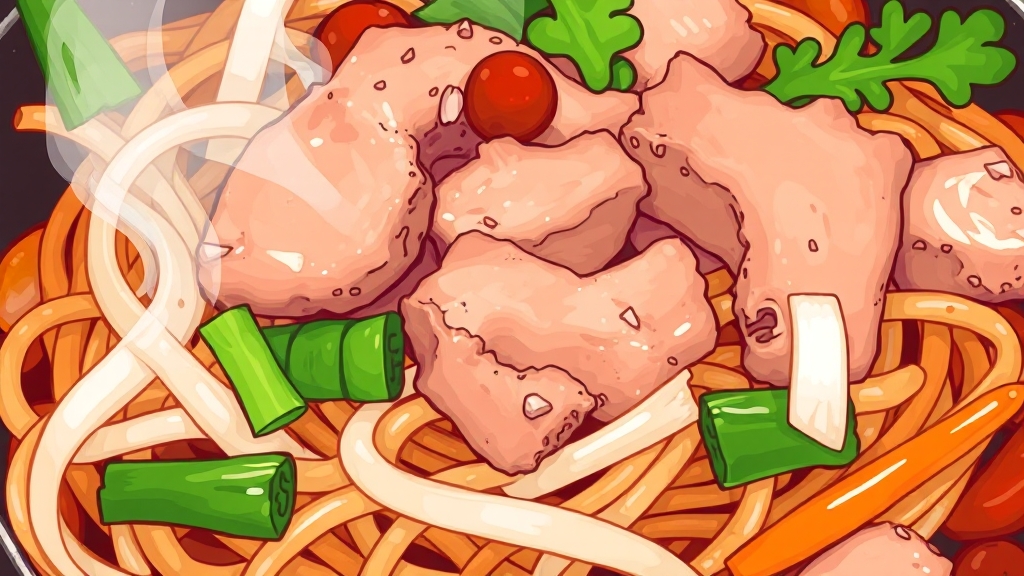 채소 & 고기 손질 및 볶기: 맛의 핵심! (illustration 스타일)
