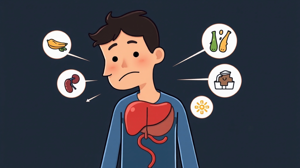 알부민 부족 원인 (cartoon 스타일)