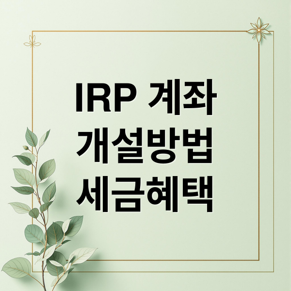 IRP 계좌
개설방법
세금혜택 (IRP계좌개설)