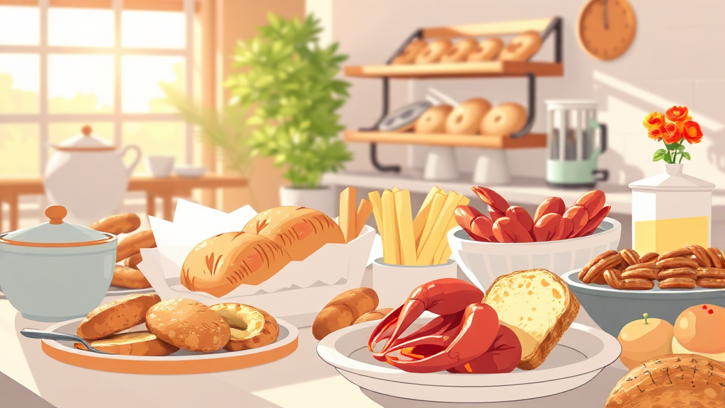 조식: 든든한 하루의 시작 (illustration 스타일)