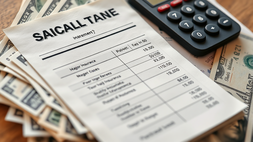 세금 및 4대 보험 공제 (realistic 스타일)