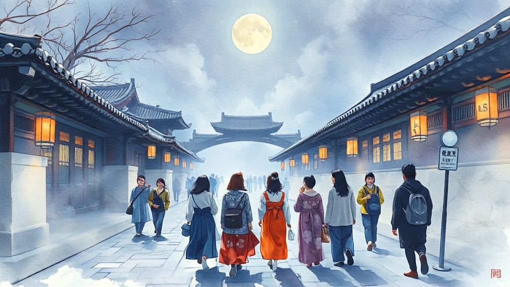 야간 관람 시 꼭 지켜야 할 유의사항 (watercolor 스타일)