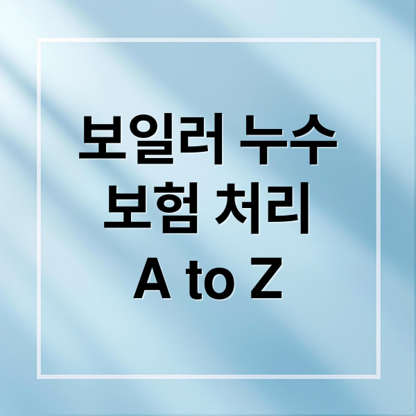 보일러 누수
보험 처리
A to Z (보일러 배관 누수 보험 접수)