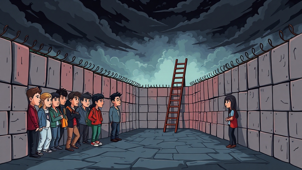 하류사회 관련 핵심 개념 (cartoon 스타일)