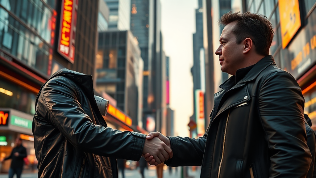 머스크 & 황 만남의 의미 (realistic 스타일)