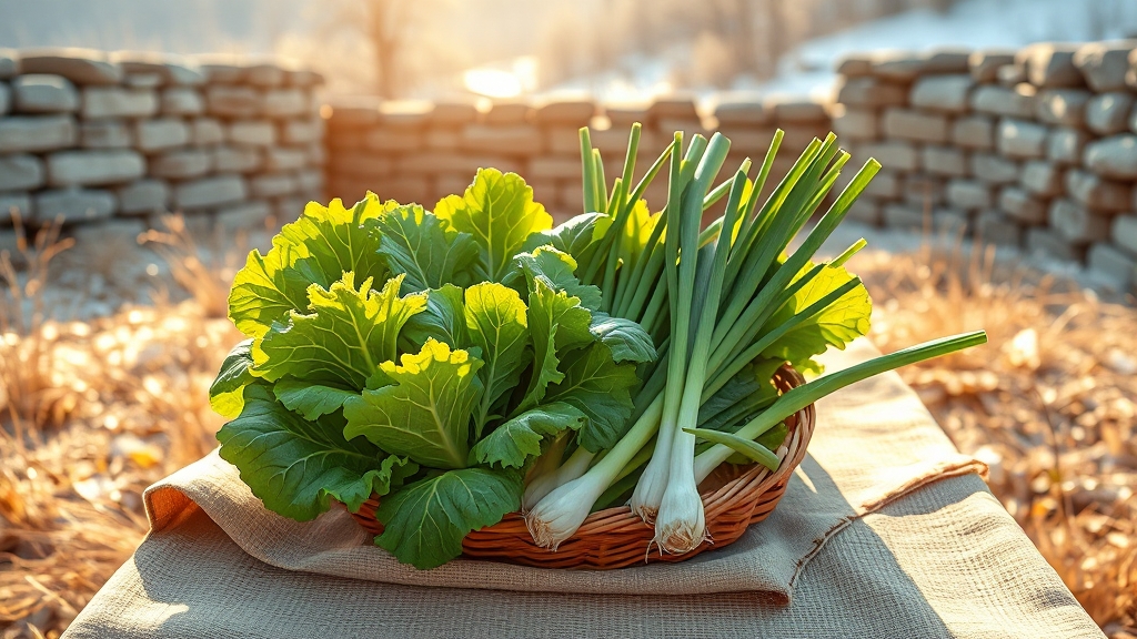 수확 및 활용: 상추&쪽파 즐기기 (illustration 스타일)