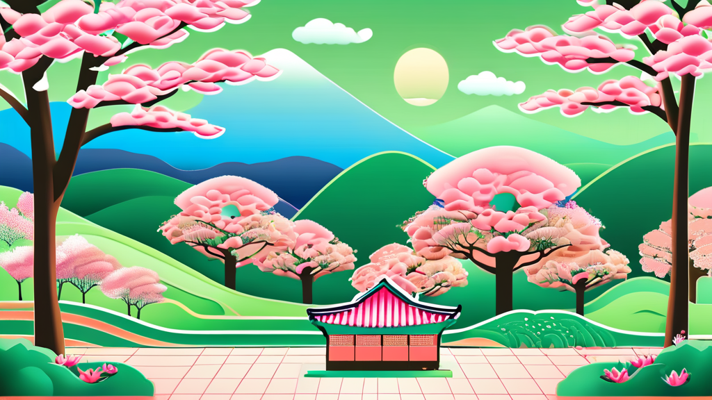 봄나들이 필수 코스: 맛집과 볼거리 가득한 곳 (illustration 스타일)