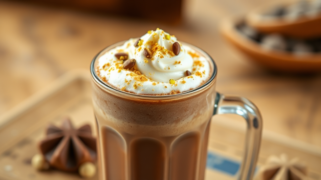 두바이 초콜릿 모카: 깊고 풍부한 풍미의 세계 (realistic 스타일)