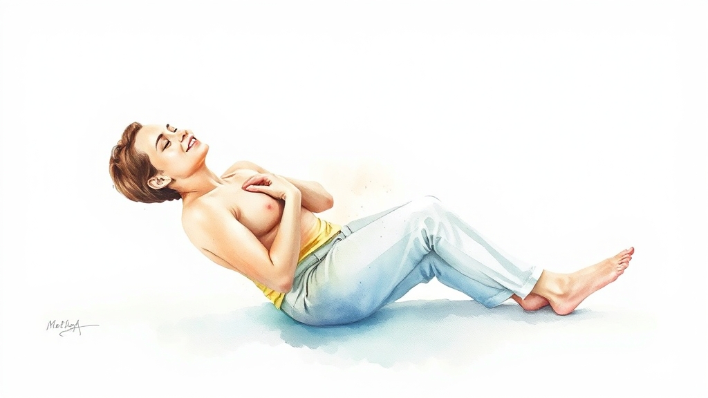 급체에 좋은 자세 & 지압법 (watercolor 스타일)