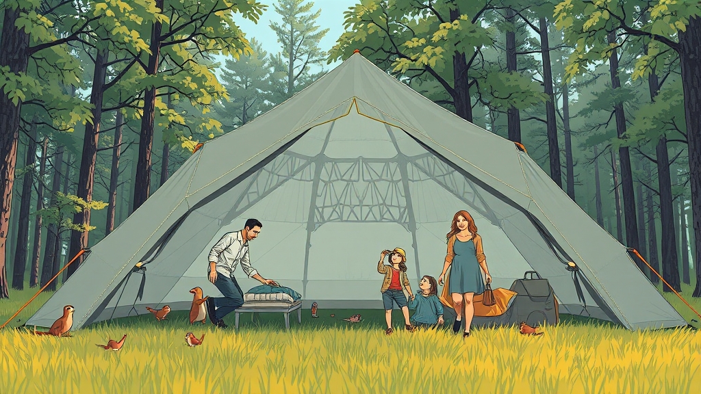 에어텐트: 간편함과 넓은 공간 (illustration 스타일)