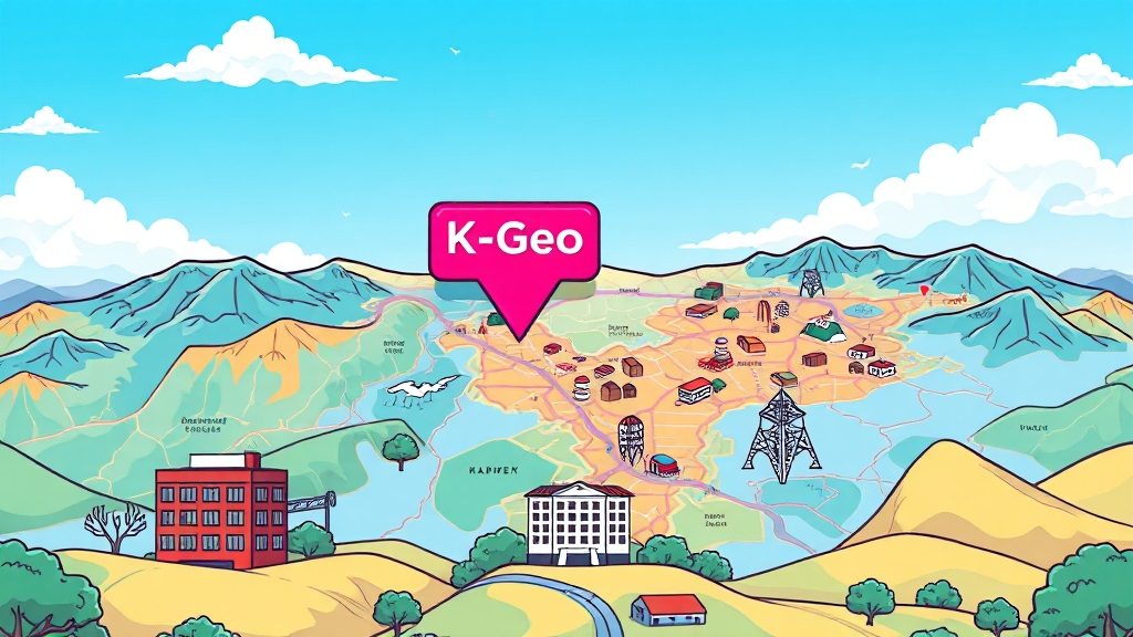 K-Geo플랫폼: 핵심 기능 소개 (cartoon 스타일)