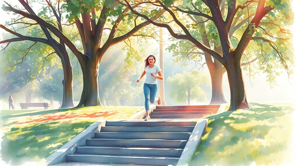 일상 속 운동으로 당뇨 예방 (watercolor 스타일)