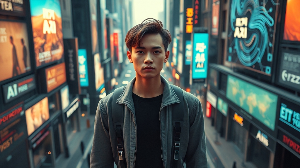 AI 발전, 정보 처리 변화 (realistic 스타일)