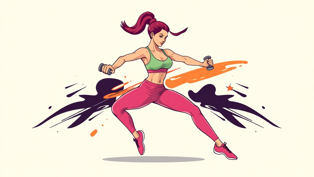 다이어트 운동 루틴: 살 빼는 게임의 시작 (illustration 스타일)