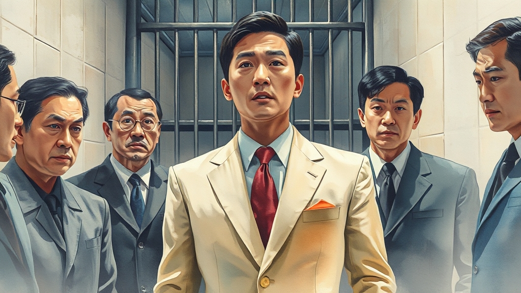 영장 집행 당시 상황 (watercolor 스타일)