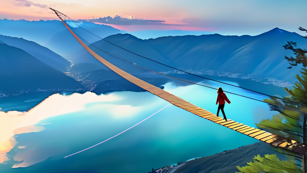 출렁다리 주변 즐길 거리: 액티비티와 전망대 (watercolor 스타일)